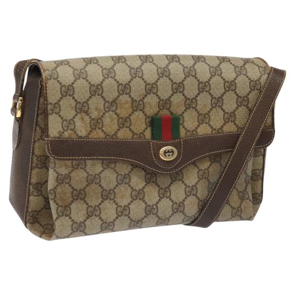 GUCCI GG Supreme Web Sherry Line Shoulder Bag Pvc Beige Red Green - Picture 1 of 16